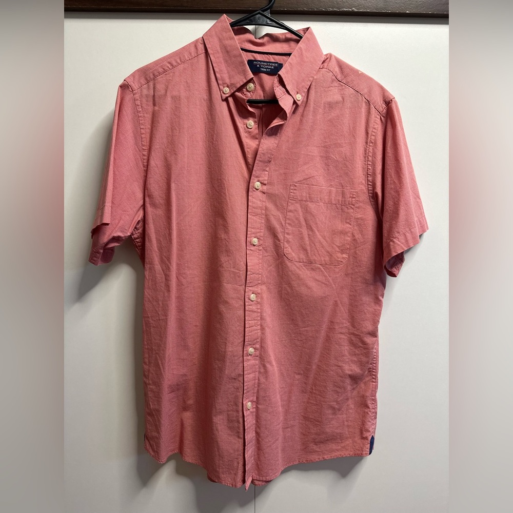 Roundtree & Yorke Casual Pink Button-Down Shirt